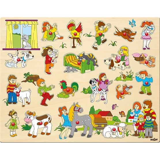 Großes Puzzle Kinder und ihre Tiere
