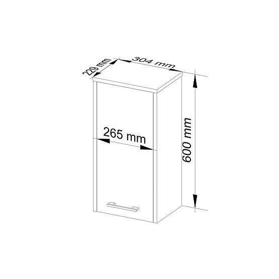 HÄNGEBADEZIMMERSCHRANK FIN W30 1T WEISS / GRAU