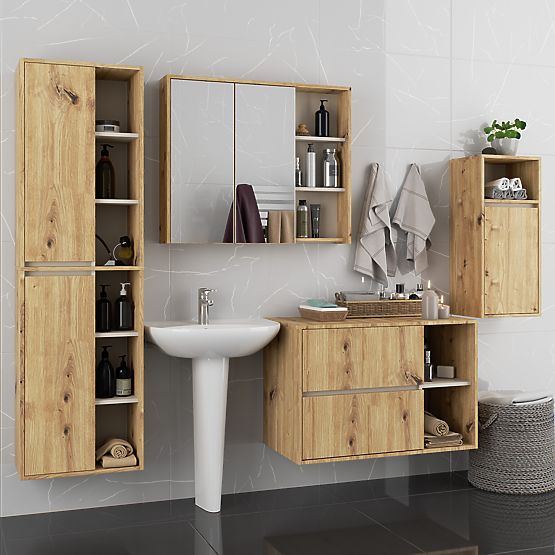 HÄNGENDER BADEZIMMERSCHRANK VAMI W35 1D 1W EICHE ARTISAN / KASCHMIR
