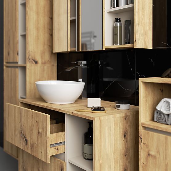 HÄNGENDER BADEZIMMERSCHRANK VAMI W35 1D 1W EICHE ARTISAN / KASCHMIR