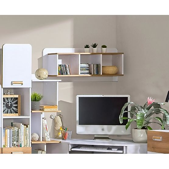 Hängendes Regal L9 - Weiß / Eiche Nash