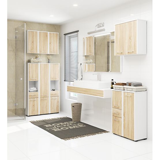 HÄNGESCHRANK BREITE 60 cm FIN 2D WEISS / SONOMA