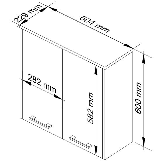 Hängeschrank W 60 cm FIN 2D - Weiß-Grafitgrau