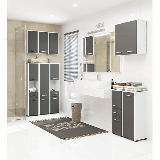 Hängeschrank W 60 cm FIN 2D - Weiß-Grafitgrau