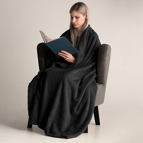 HENRY Überwurf schwarz mit Jacquardmuster moderner Stil 220x240