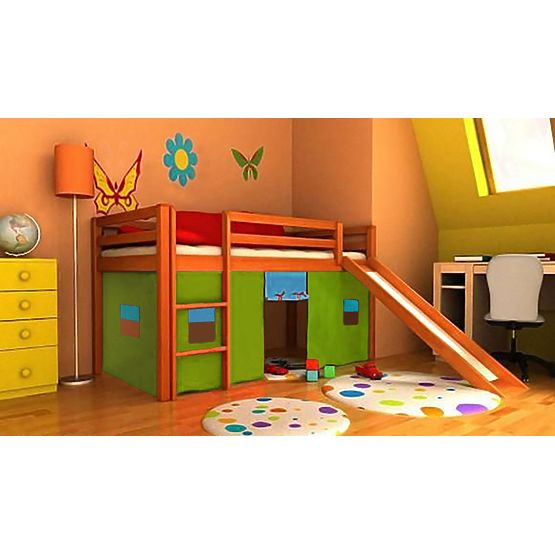 Hochbett OURBABY Modo mit Rutsche - Erle