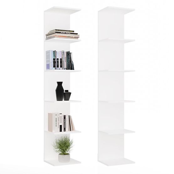 HOHES WEIßES REGAL 6P 180 cm 6 Regalböden für Bücher und Dokumente für Büro und Wohnzimmer