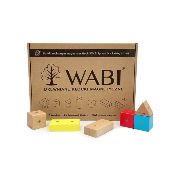 Holz-Magnetische Bausteine WABI, 40 Elemente