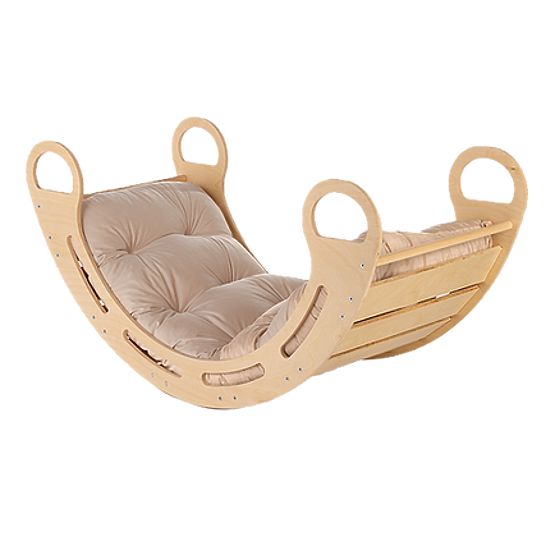 Holz-Montessori-Schaukel mit beigem Kissen - 85 cm