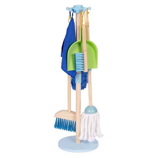 Holz-Reinigungsset für Kinder mit Mopp, Besen und Kehrschaufel, 7 Teile ECOTOYS