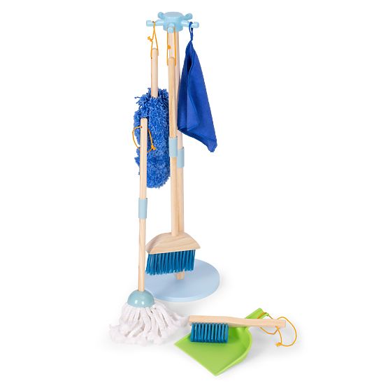 Holz-Reinigungsset für Kinder mit Mopp, Besen und Kehrschaufel, 7 Teile ECOTOYS