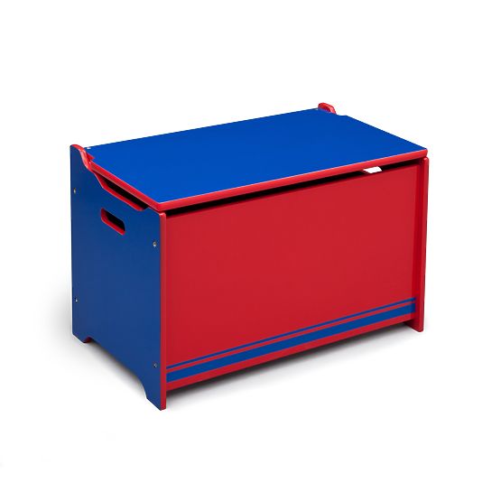 Holz-Spielzeugtruhe blau/rot