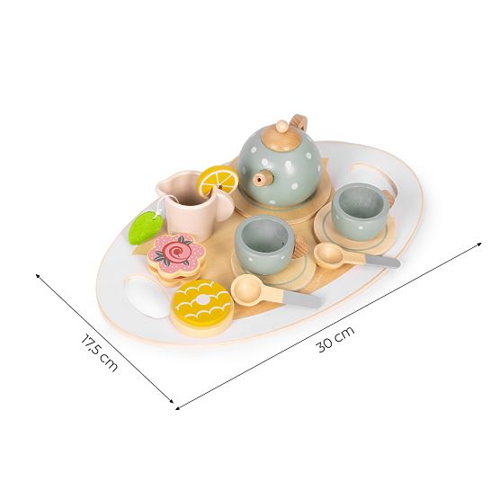 Holz Teeset Kanne Tassen 14 Stück ECOTOYS