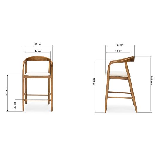 Holzbarhocker Ludvika 2.0, abgerundet, natur/creme