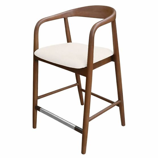 Holzbarhocker Ludvika 2.0, abgerundet, Nussbaum/Creme