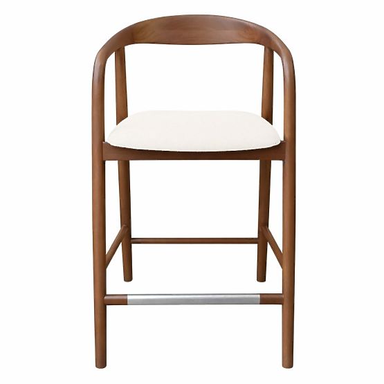 Holzbarhocker Ludvika 2.0, abgerundet, Nussbaum/Creme