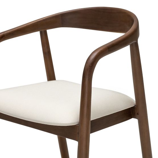 Holzbarhocker Ludvika 2.0, abgerundet, Nussbaum/Creme