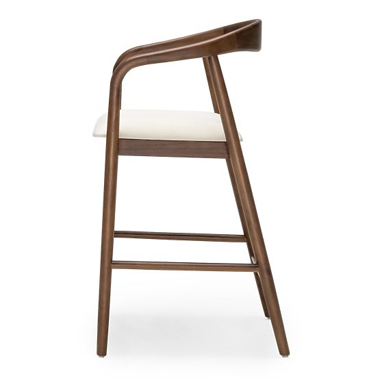 Holzbarhocker Ludvika 2.0, abgerundet, Nussbaum/Creme