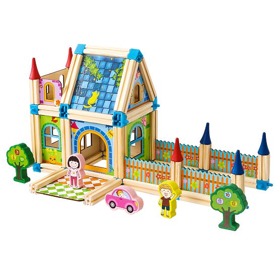 Holzbauklötze Bau eines Häuschens 6-in-1 ECOTOYS