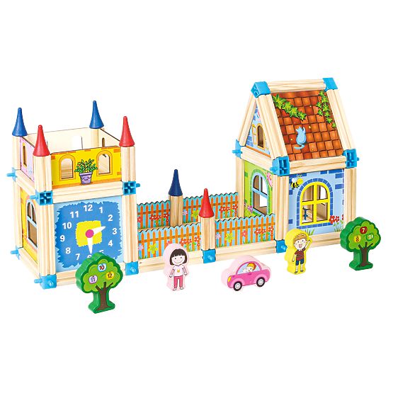Holzbauklötze Bau eines Häuschens 6-in-1 ECOTOYS