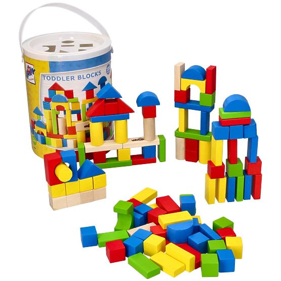 Holzbausteine im Eimer 100 Stk.