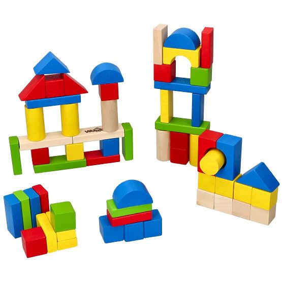 Holzbausteine im Eimer 100 Stk.
