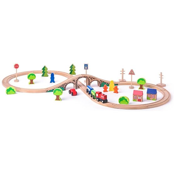 Holzeisenbahn Acht mit Brücke