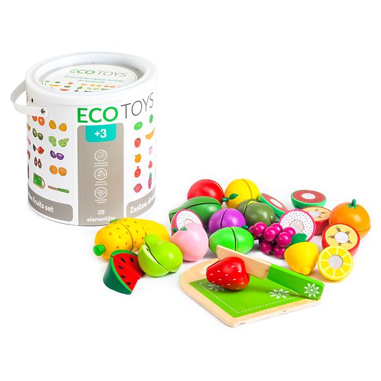 Holzfrüchte zum Schneiden 20 Stück ECOTOYS