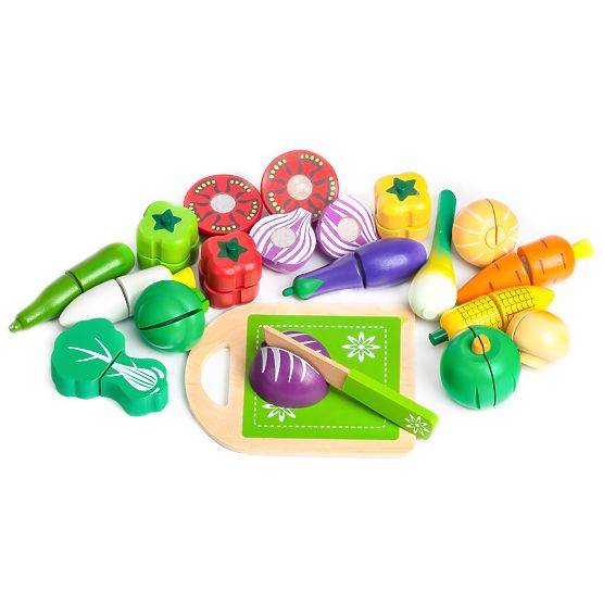 Holzgemüse zum Schneiden für Kinder, 20 Stück ECOTOYS