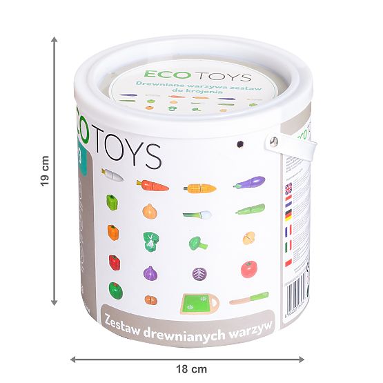 Holzgemüse zum Schneiden für Kinder, 20 Stück ECOTOYS