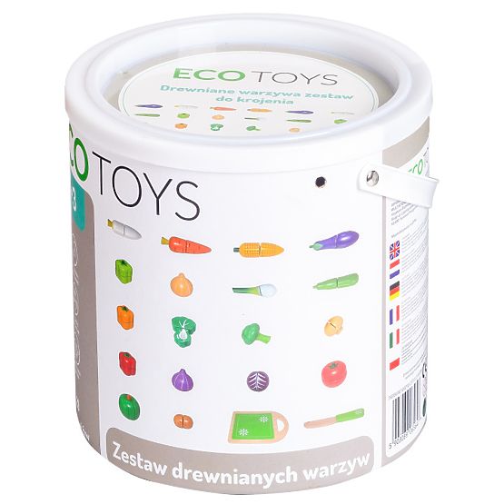 Holzgemüse zum Schneiden für Kinder, 20 Stück ECOTOYS