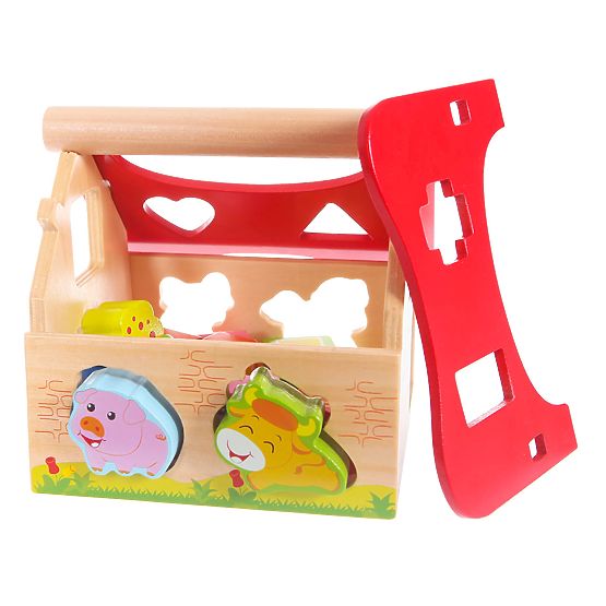 Holzhaus, Bauernhof-Sortierer mit Blöcken ECOTOYS