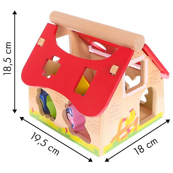 Holzhaus, Bauernhof-Sortierer mit Blöcken ECOTOYS