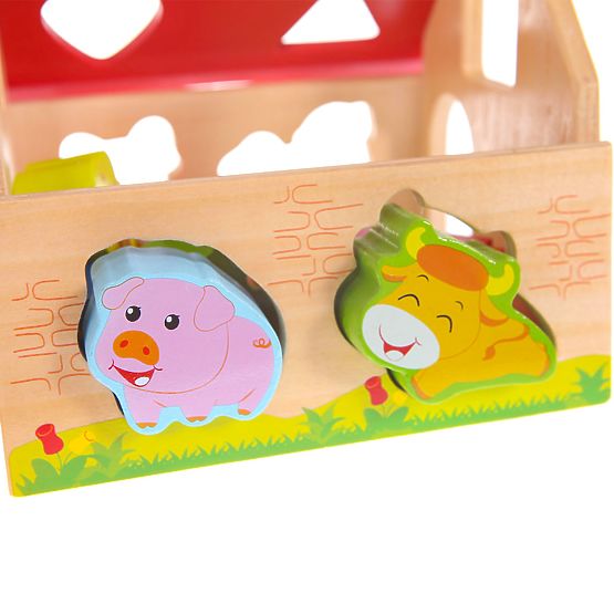 Holzhaus, Bauernhof-Sortierer mit Blöcken ECOTOYS
