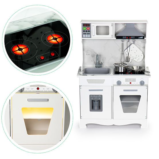 Holzküche für Kinder mit Geräuschen und LED + Zubehör ECOTOYS