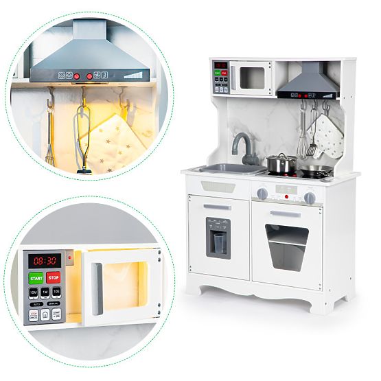 Holzküche für Kinder mit Geräuschen und LED + Zubehör ECOTOYS