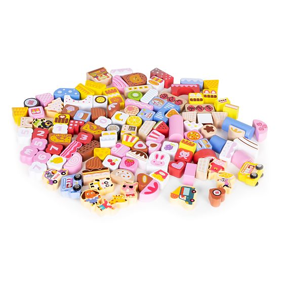 Holzlernbausteine Set - Zuckerstadt 116 Stk. ECOTOYS
