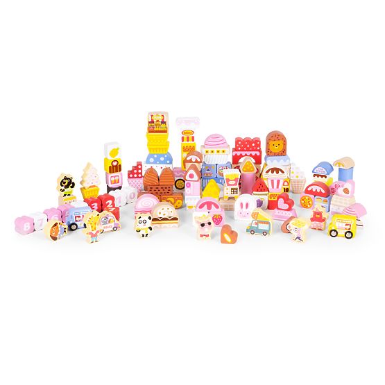 Holzlernbausteine Set - Zuckerstadt 116 Stk. ECOTOYS