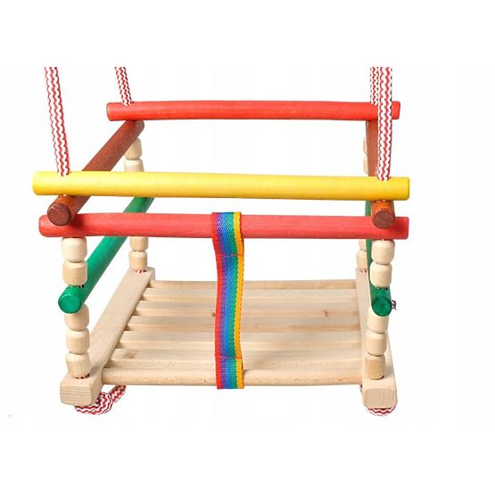 Holzschaukel mit Kissen - farbig