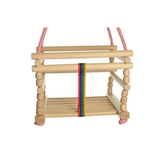 Holzschaukel mit Kissen - natur