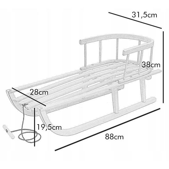 Holzschlitten mit Polsterung - rosa