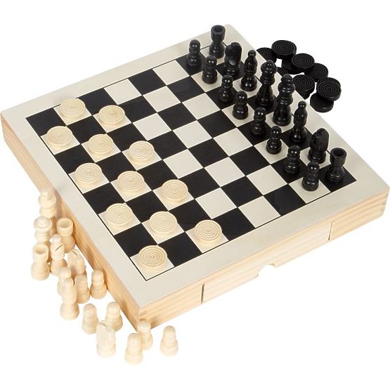 Holzspieleset 3 in 1 - Schach, Dame, Mühle