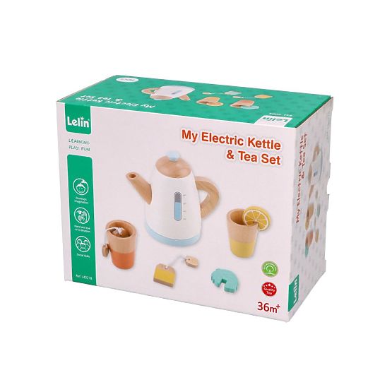 Holztee-Set mit Kanne und Tassen