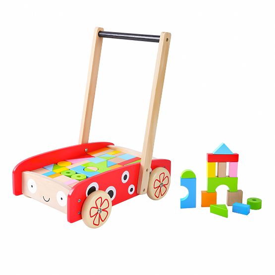 Holzwagen mit Würfeln - rot