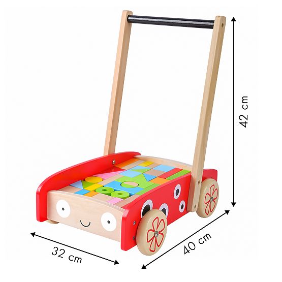 Holzwagen mit Würfeln - rot
