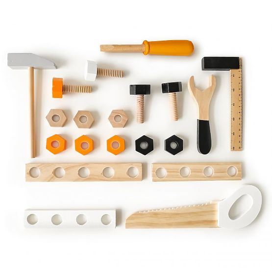 Holzwerkstatt für Kinder, Arbeitstisch mit Werkzeugen, 38 Elemente ECOTOYS