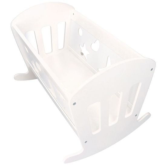 Holzwiege für Puppen mit Bettdecken