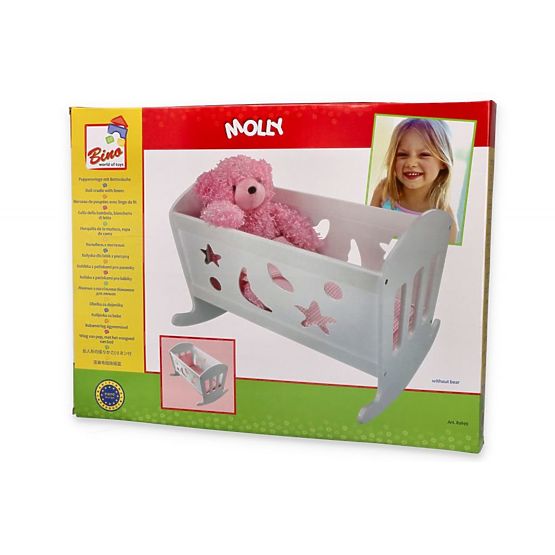 Holzwiege für Puppen mit Bettdecken