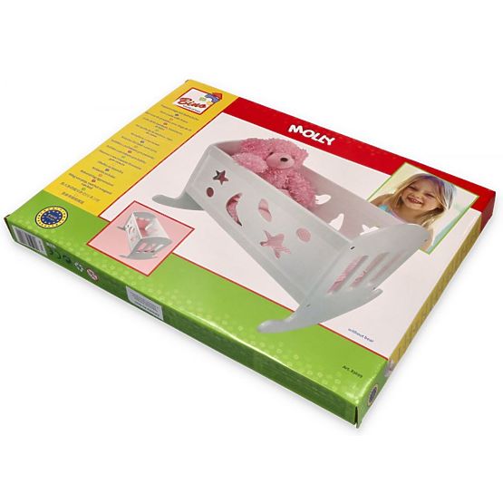 Holzwiege für Puppen mit Bettdecken