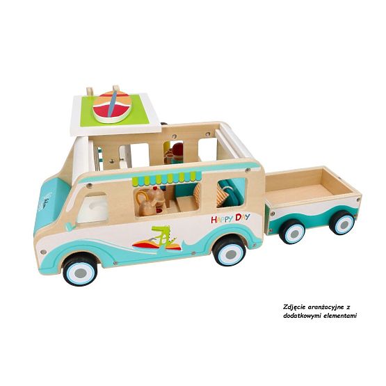 Holzwohnwagen mit Anhänger und Zubehör